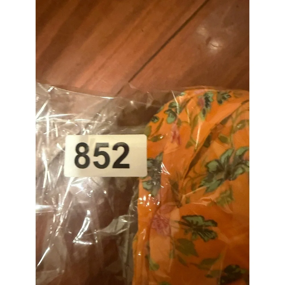 Anthropologie Orange Floral 2 Piece Set Cami Top Size 4 Wrap Midi Skirt Size 6